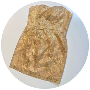 Kimchi Blue Gold/Peach Strapless Party Dress Sz 10